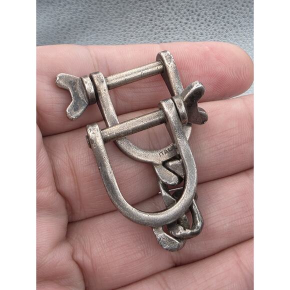 VINTAGE ON OF THE KIND ITALY STERLING SILVER 925 HORSESHOE BIT KEY CHAIN RING - Picture 12 of 16